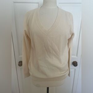 Cream V-Neck Cashmere Vince Medium